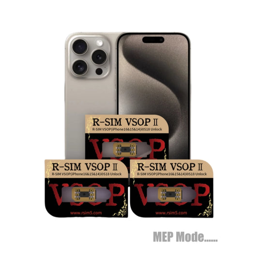 Chip de desbloqueo de SIM Rsim VSOP2 MEP con pegamento para iPhone 13, 14, 15 y 16 < El teléfono debe tener ranura para tarjeta SIM dual >