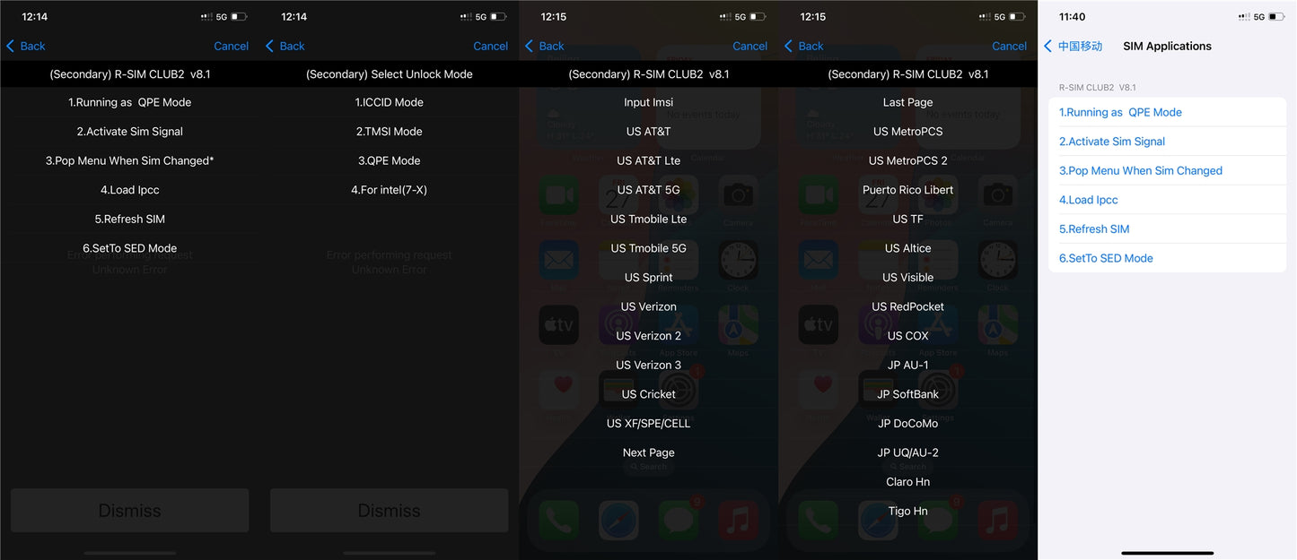 2th Generation RSIM Club V8.1 QPE Intel MEP Mode for iOS18 17 16 Phone 16 15 14 13 12 11 Xr