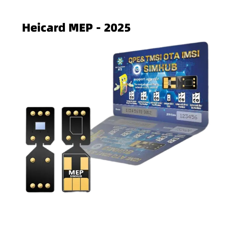 Chip de desbloqueo de SIM Heicard Pro 2025 en modo MEP para iPhone 13, 14, 15 y 16 < El teléfono debe tener ranura para tarjeta SIM dual >