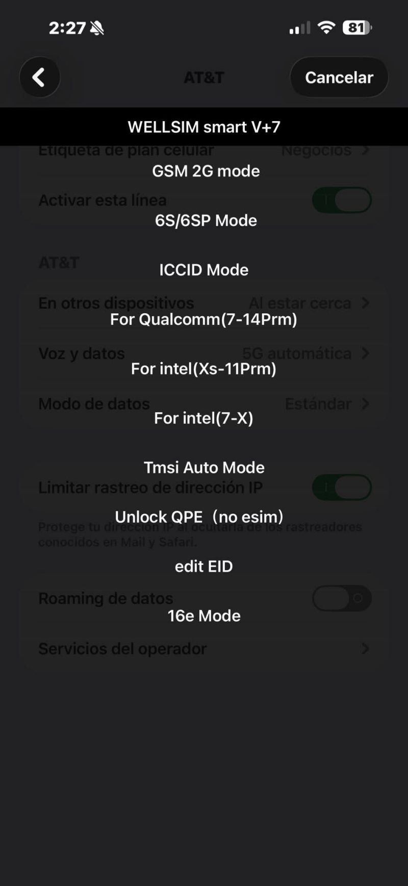 Chip de desbloqueo inteligente Wellsim 3 en 1 con selección automática de modo para iPhone 16, 15, 14, 13, 12, 11, X, 8, 7 y 6