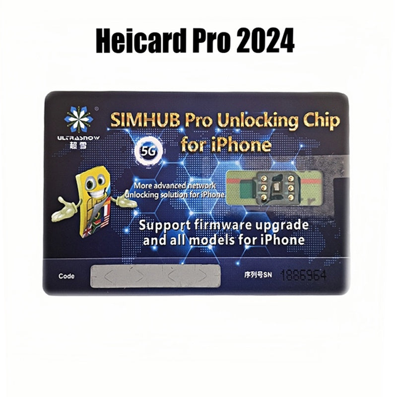 Puce de déverrouillage Sim Heicard Pro 2024 Glue Version Rsim pour iPhone 12mini 13mini 6s 7 8 X XS SE2 SE3