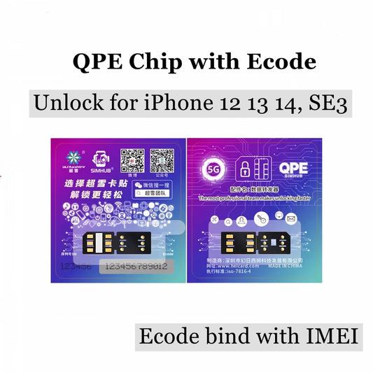 Heicard Sim avec mode de déverrouillage Ecode QPE pour iPhone 13 12 14 15 Sim déverrouiller le signal stable 5G