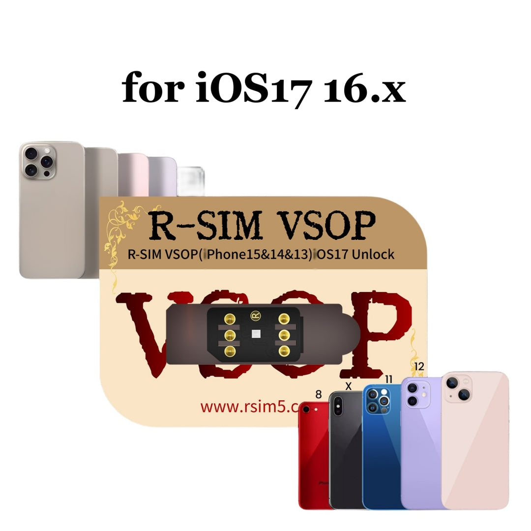 Rsim SVOP avec puce de déverrouillage SIM adhésive pour iPhone iOS17 14 13 12 11