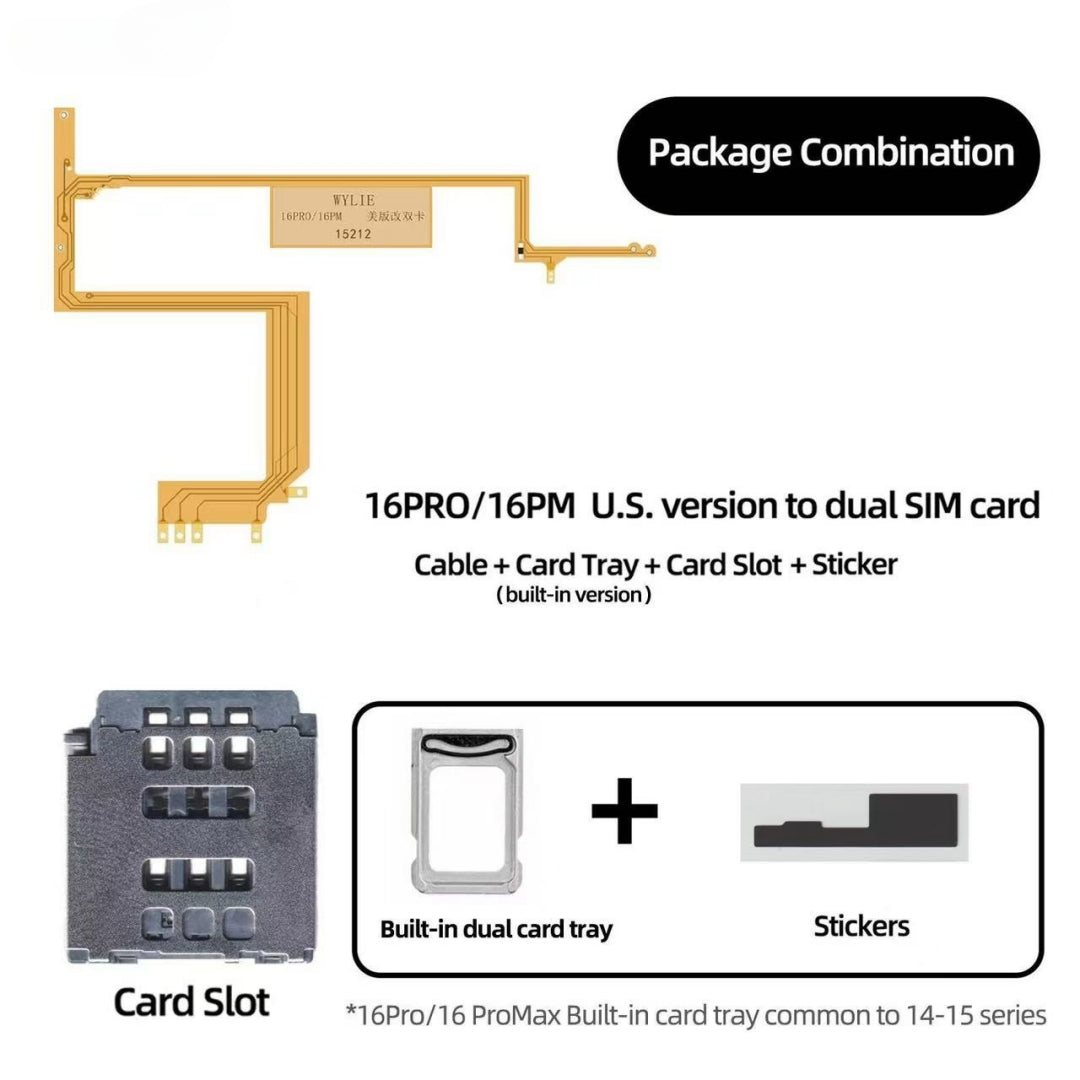 Adaptador Wylie Esim a SIM para instalar ranura para tarjeta para iPhone 16, 16plus, 16pro, 16promax