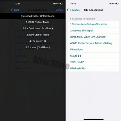 RSIM Club V7 QPE Intel Mode 2e génération pour iOS18 17 16 Phone 16 15 14 13 12 11 Xr