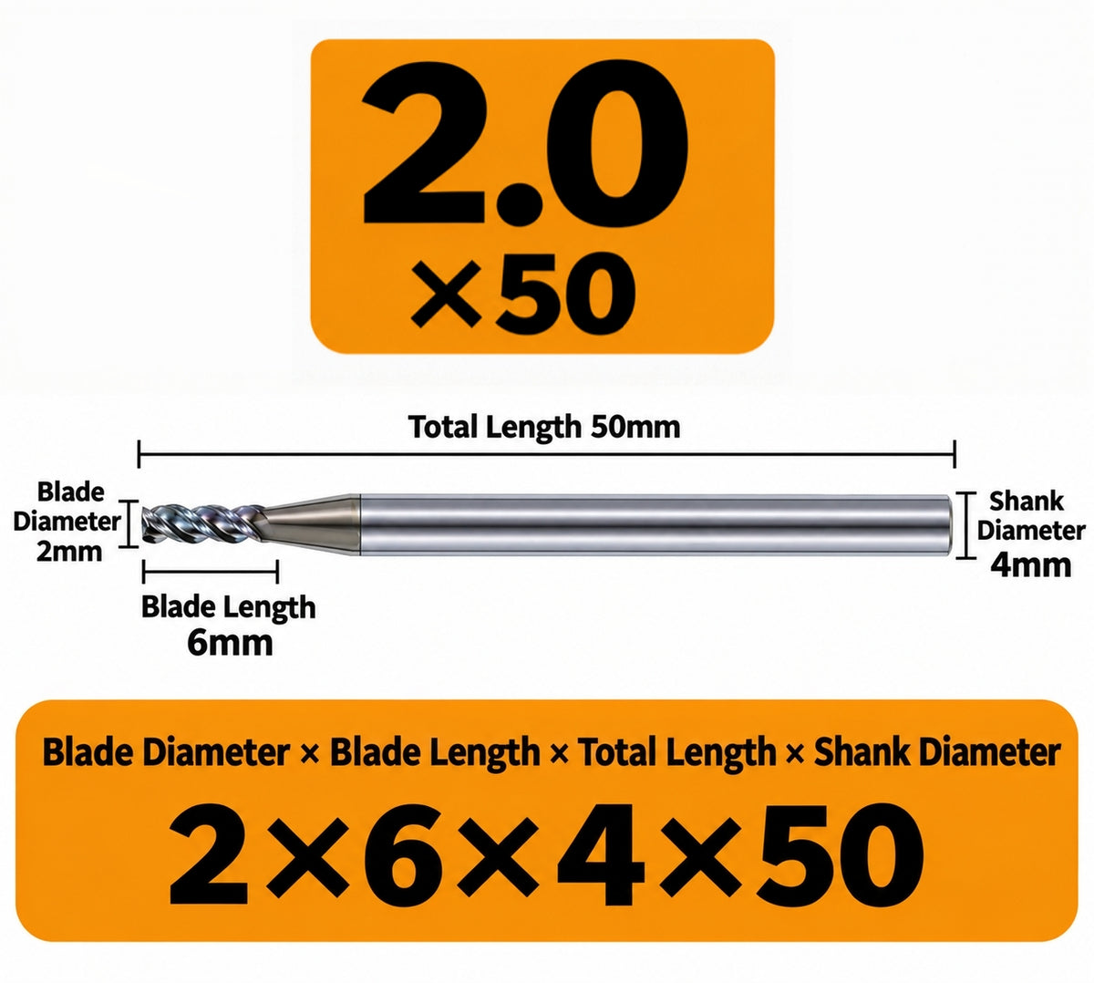 Xwitzeal K150 Fraise CNC en alliage d'aluminium - Ф1.0*3C*4D*50L