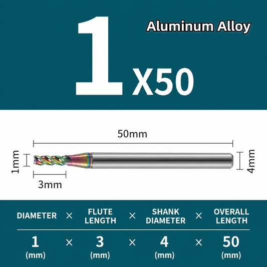 3-Flute 65 Degree Aluminum Alloy Milling Cutter - Ф1.0*3C*4D*50L