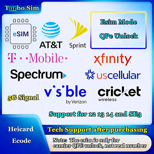 Heicard Esim QPE Solution Ecode para iPhone 12, 13, 14, 15, 16 y SE3 (ATT/Tracfone/T-Mobile). Visible SPE.