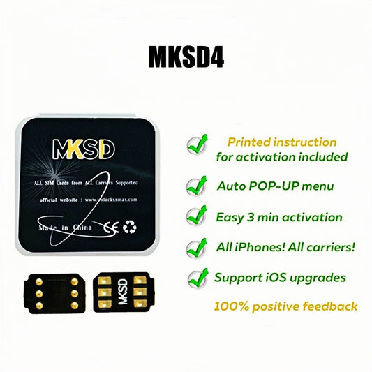 Latest MKSD4 Turbo Sim Rsim QPE/Intel Mode Sim Unlock Chip for iPhone 13 12 11 7 8 X 14 15