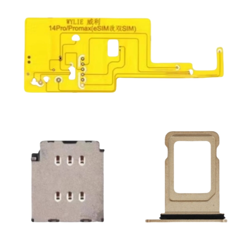 For iPhone 14pro 14promax Esim Modify to Sim Adapter with Outside Dual Sim Card Tray < Need Drill Hole >