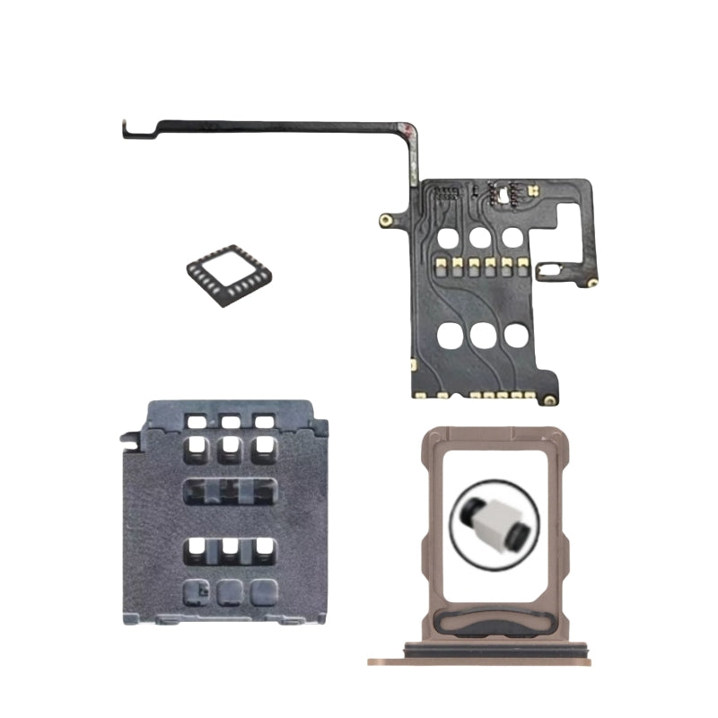 Adaptador MEP IC Flex con bandeja para ranura de doble SIM (Esim a SIM) para iPhone 16Pro Max (requiere perforación)