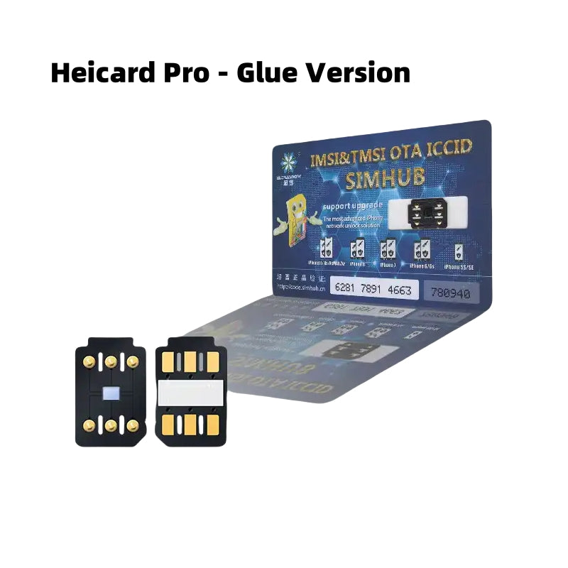 Chip de desbloqueo SIM Heicard Pro 2025 (versión pegamento) para iPhone 12 mini, 13 mini, 6s, 7, 8, X, SE3, 11, 14, 15 y 16