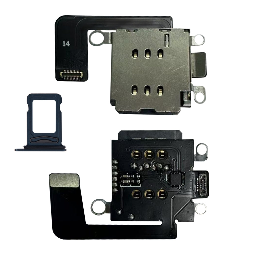 Adaptador MEP IC Flex con bandeja para ranura de doble SIM. Esim a SIM para iPhone 14 y 14Plus (requiere perforación).