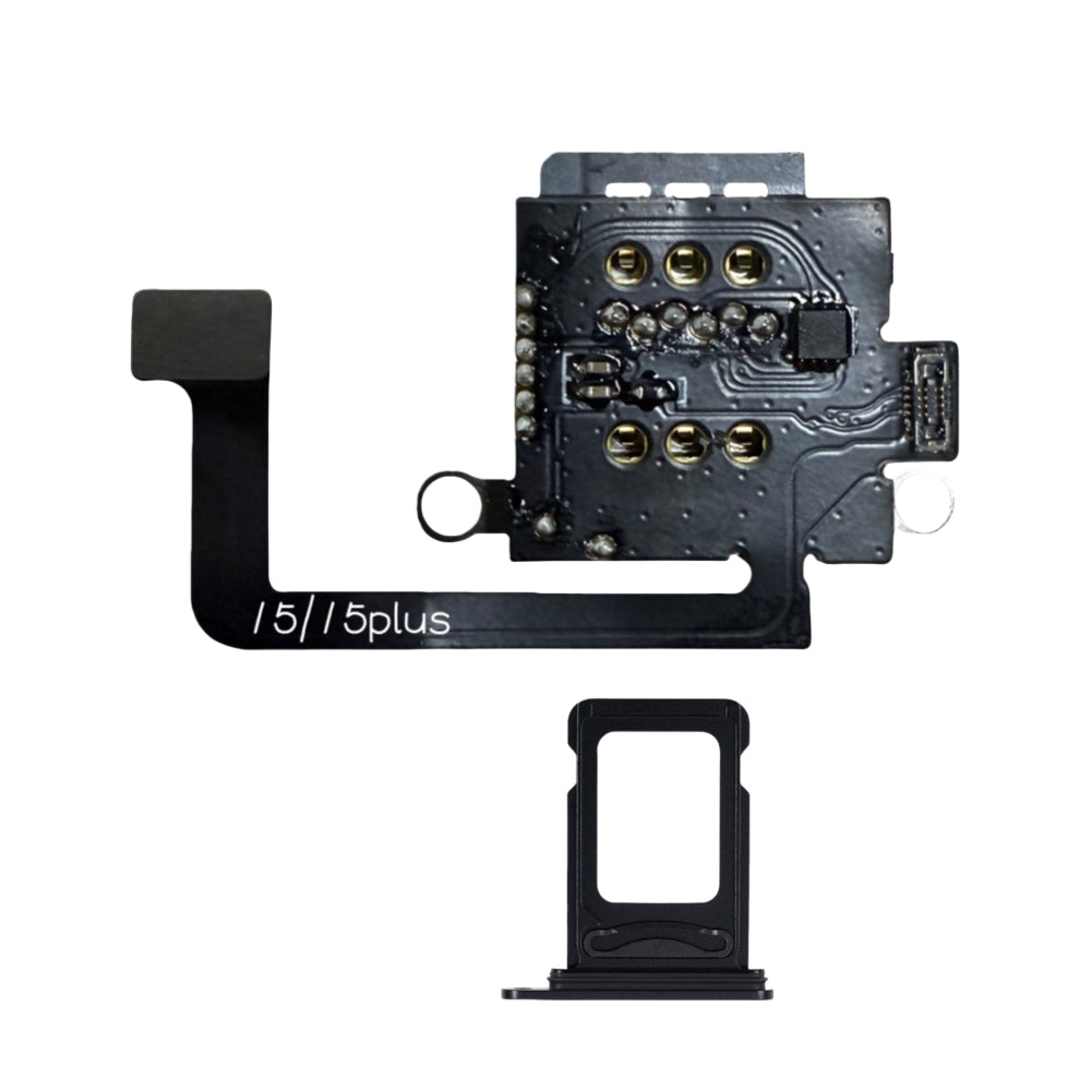 Adaptador MEP IC Flex con bandeja para ranura de doble SIM. Esim a SIM para iPhone 15 y 15 Plus (requiere perforación).