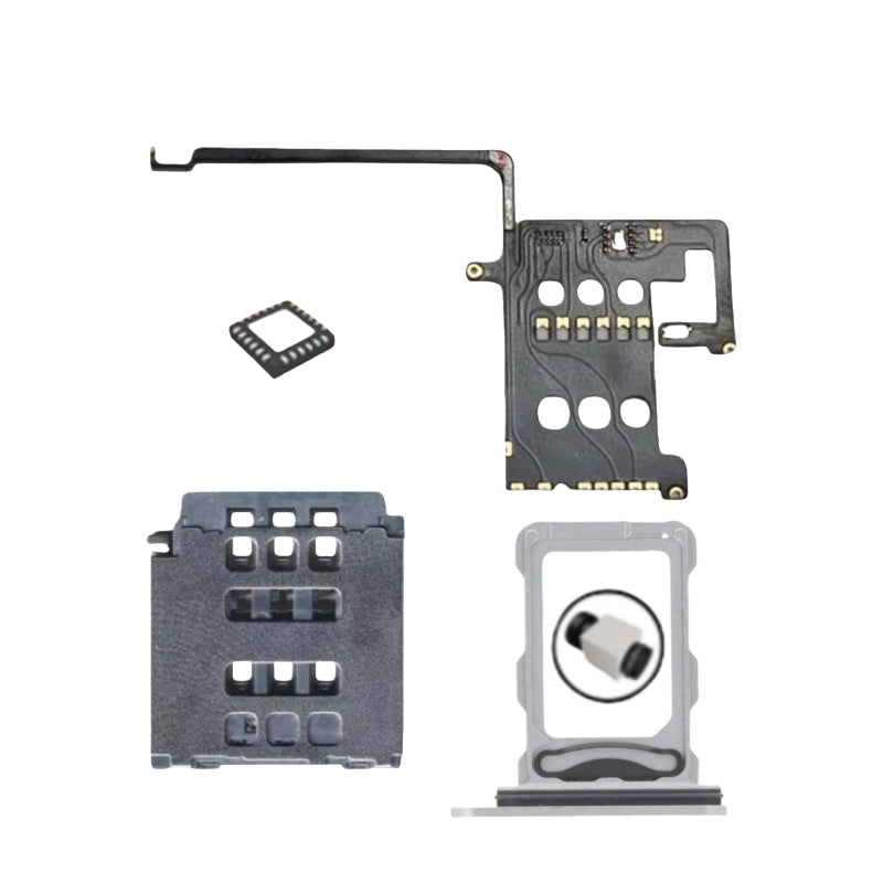 Adaptador MEP IC Flex con bandeja para ranura de doble SIM (Esim a SIM) para iPhone 16Pro Max (requiere perforación)