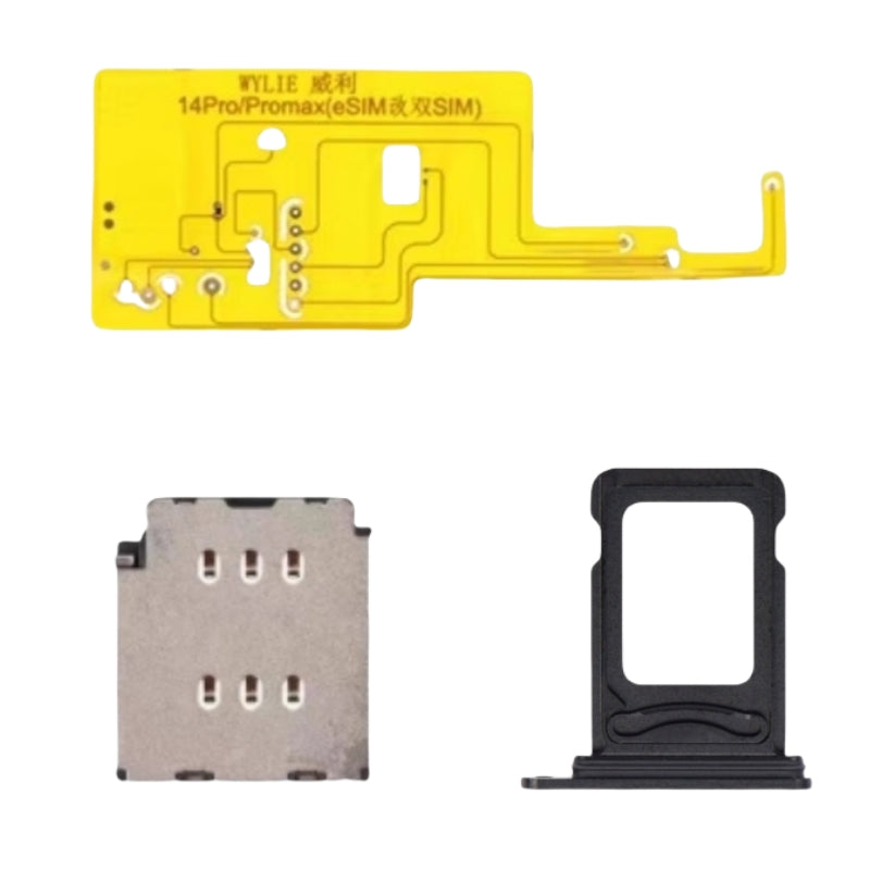 For iPhone 14pro 14promax Esim Modify to Sim Adapter with Outside Dual Sim Card Tray < Need Drill Hole >