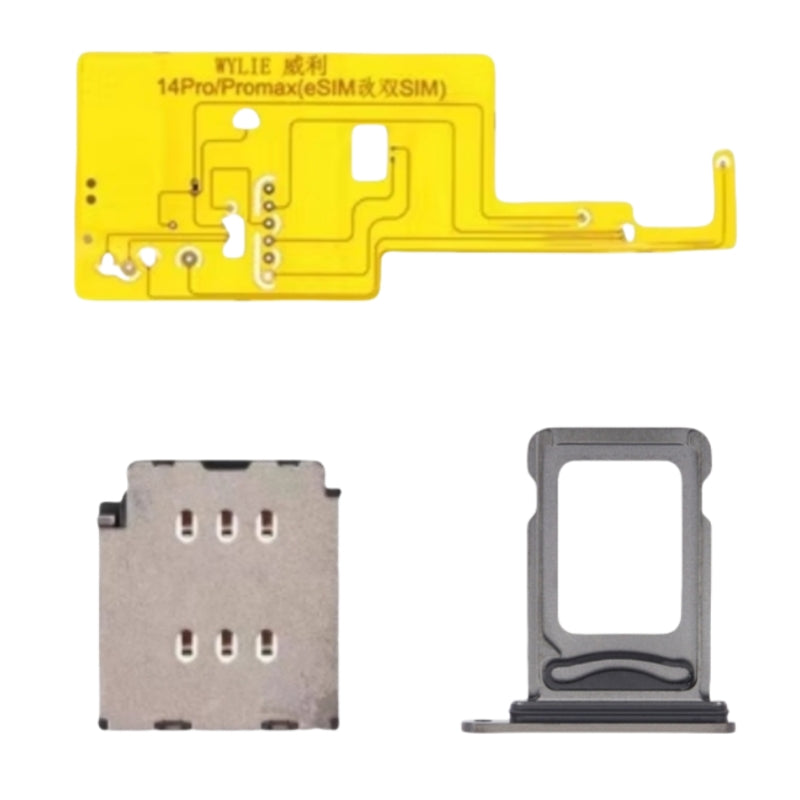 For iPhone 14pro 14promax Esim Modify to Sim Adapter with Outside Dual Sim Card Tray < Need Drill Hole >