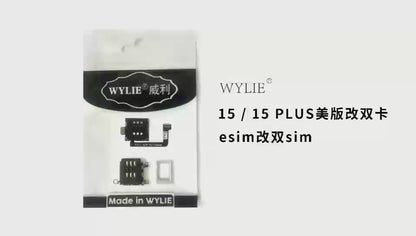 Adaptateur Wylie Esim vers Sim double emplacement pour carte SIM pour iPhone 15 15plus 15pro 15promax