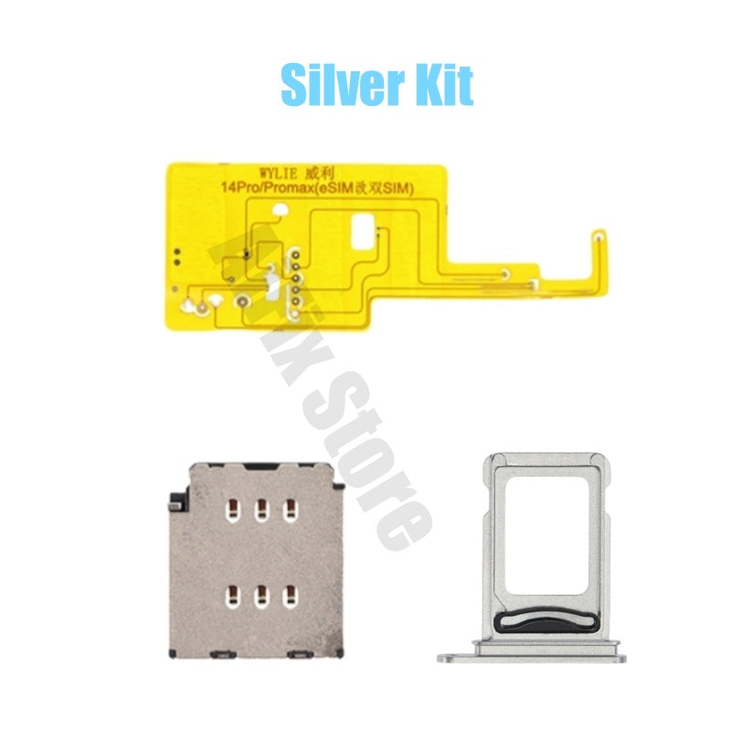 For iPhone 14pro 14promax Esim Modify to Sim Adapter with Outside Dual Sim Card Tray < Need Drill Hole >