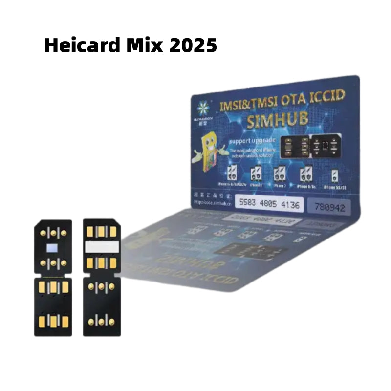 Chip de desbloqueo SIM Simhub Heicard Mix 2025 eSIM QPE para iPhone Xr Xsmax 11 12 13 14 15 16